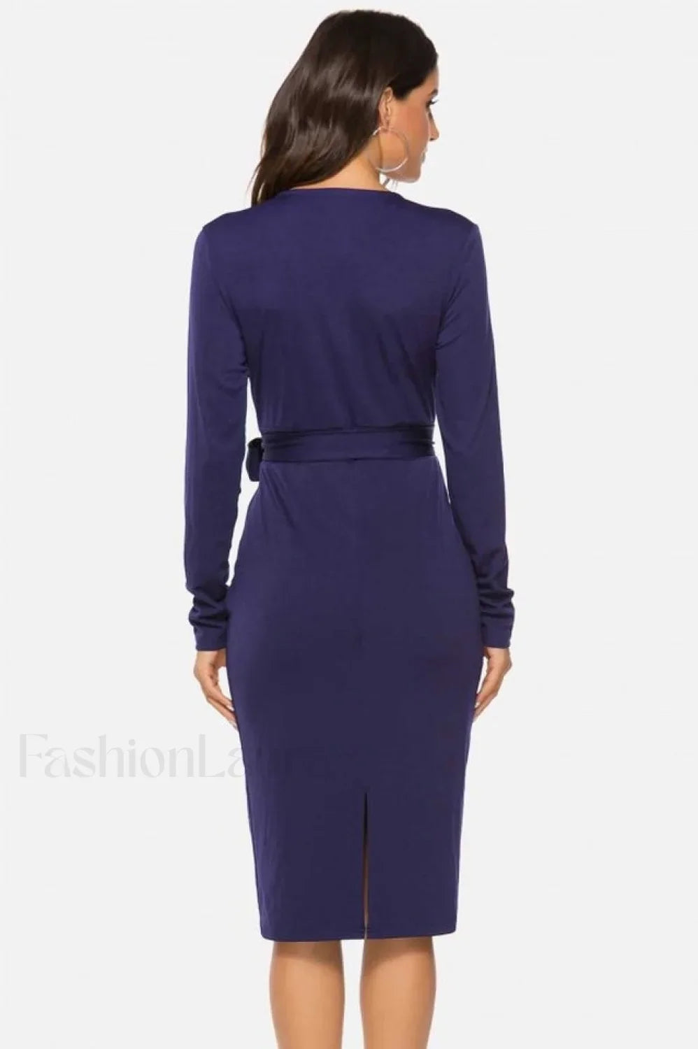 V Neck Wrap Charming Tied Waist Slit Dress