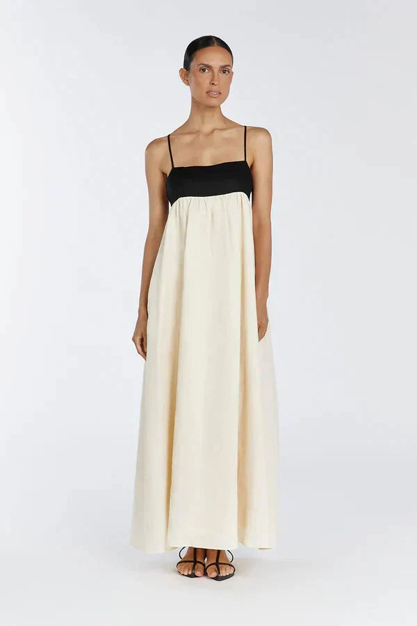 Rhiannon Statement , Loose Long Dress in White Elevated Occasion Wear
