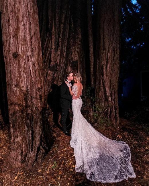 Vintage Lace Mermaid Wedding Dresses with Long Sleeves (ZD14690)