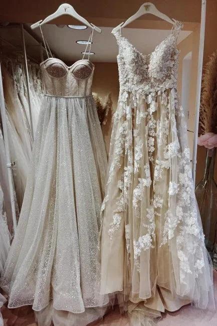 Vintage Long A-line Lace Wedding Dresses With Train (ZD14910)