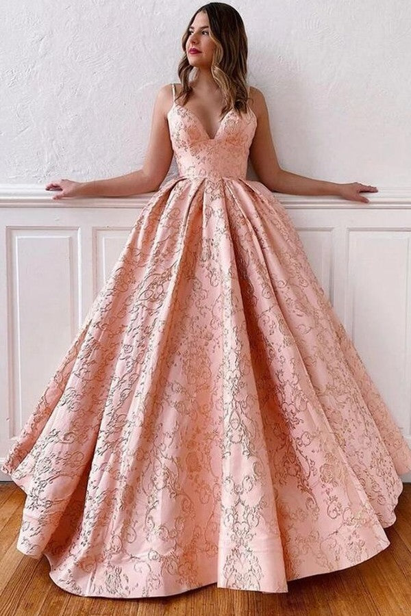 Vintage Long A-line V-neck Spaghetti Straps Satin Backless Prom Dress - VelvetHem