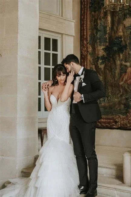Vintage Mermaid Sleeveless Wedding Dresses With Lace (ZD14923)