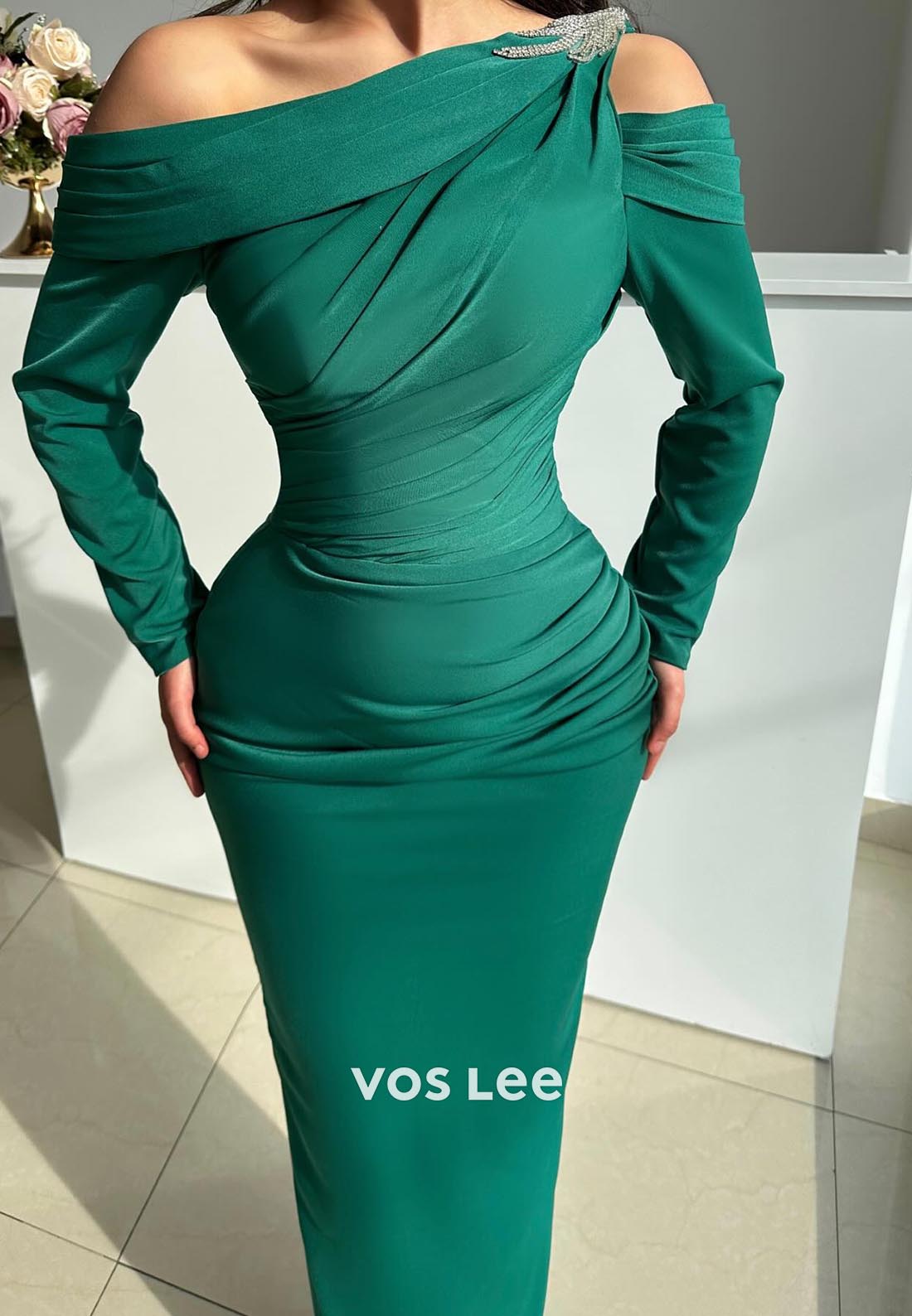 Long Sleeve One Shoulder Sexy Mermaid Long Prom Dresses