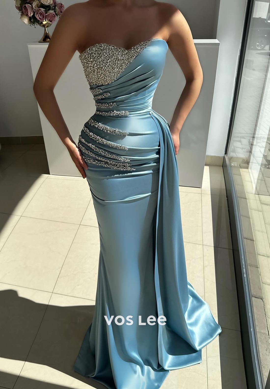 Appliqued Column Court Train Satin Sweetheart Pleated Evening Gown