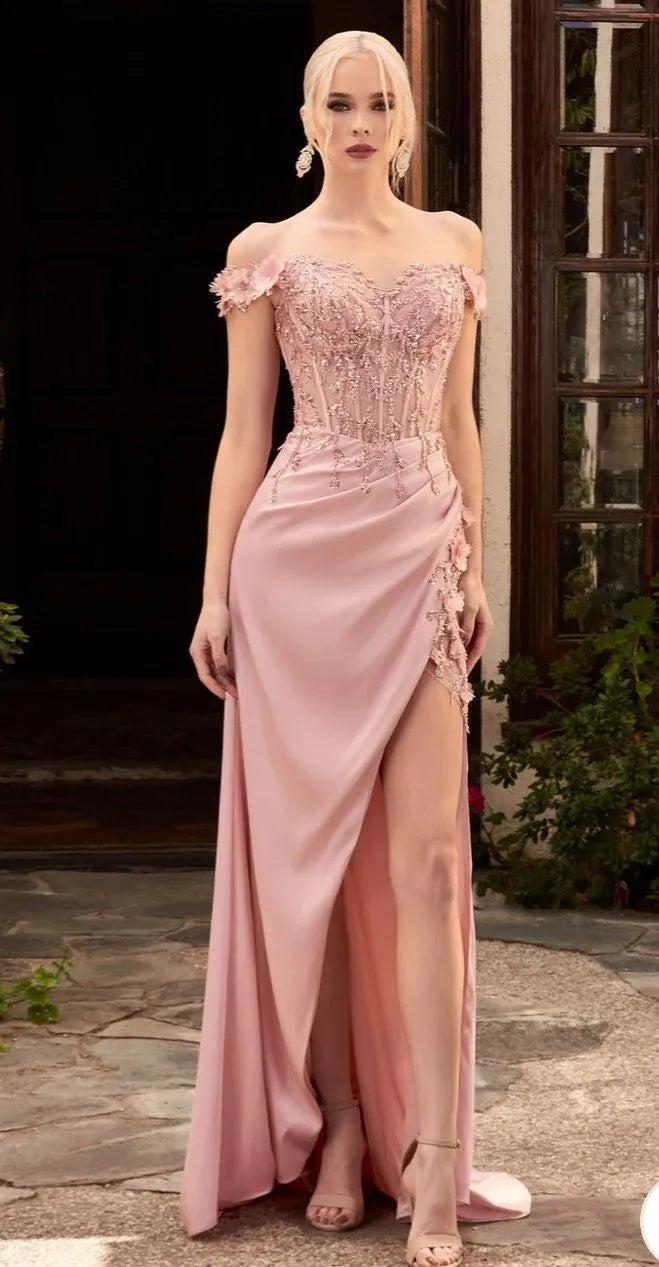 Elegant Pink Mermaid Evening Dress Off The Shoulder Lace Appliques Ruched Floor Length Prom Gown Formal Party Gown