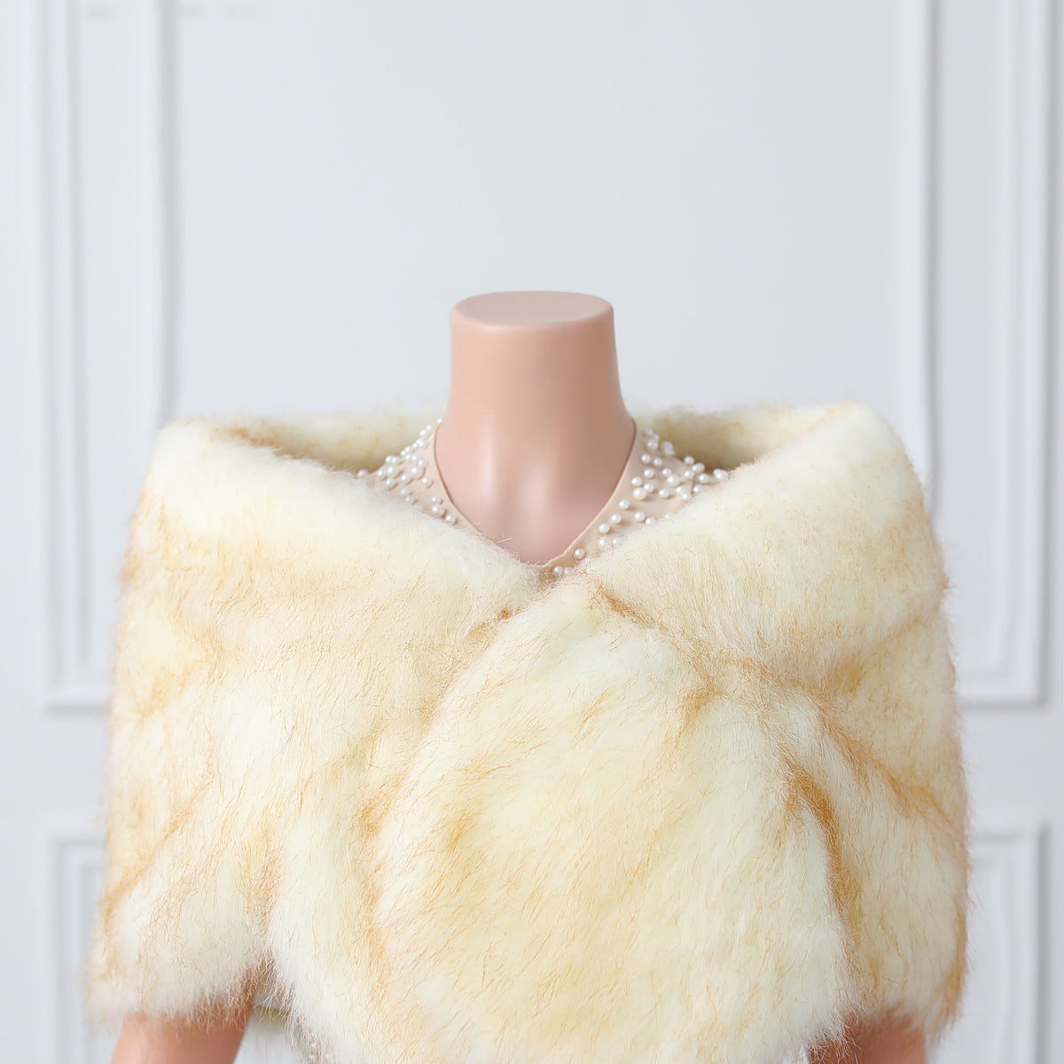 Warm Beige Ear Design Winter Wedding Shawl
