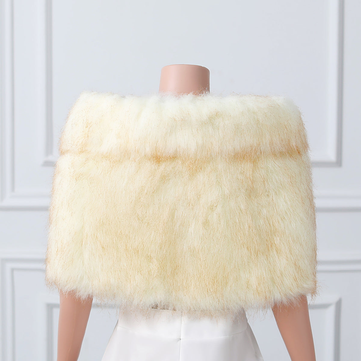 Warm Beige Ear Design Winter Wedding Shawl