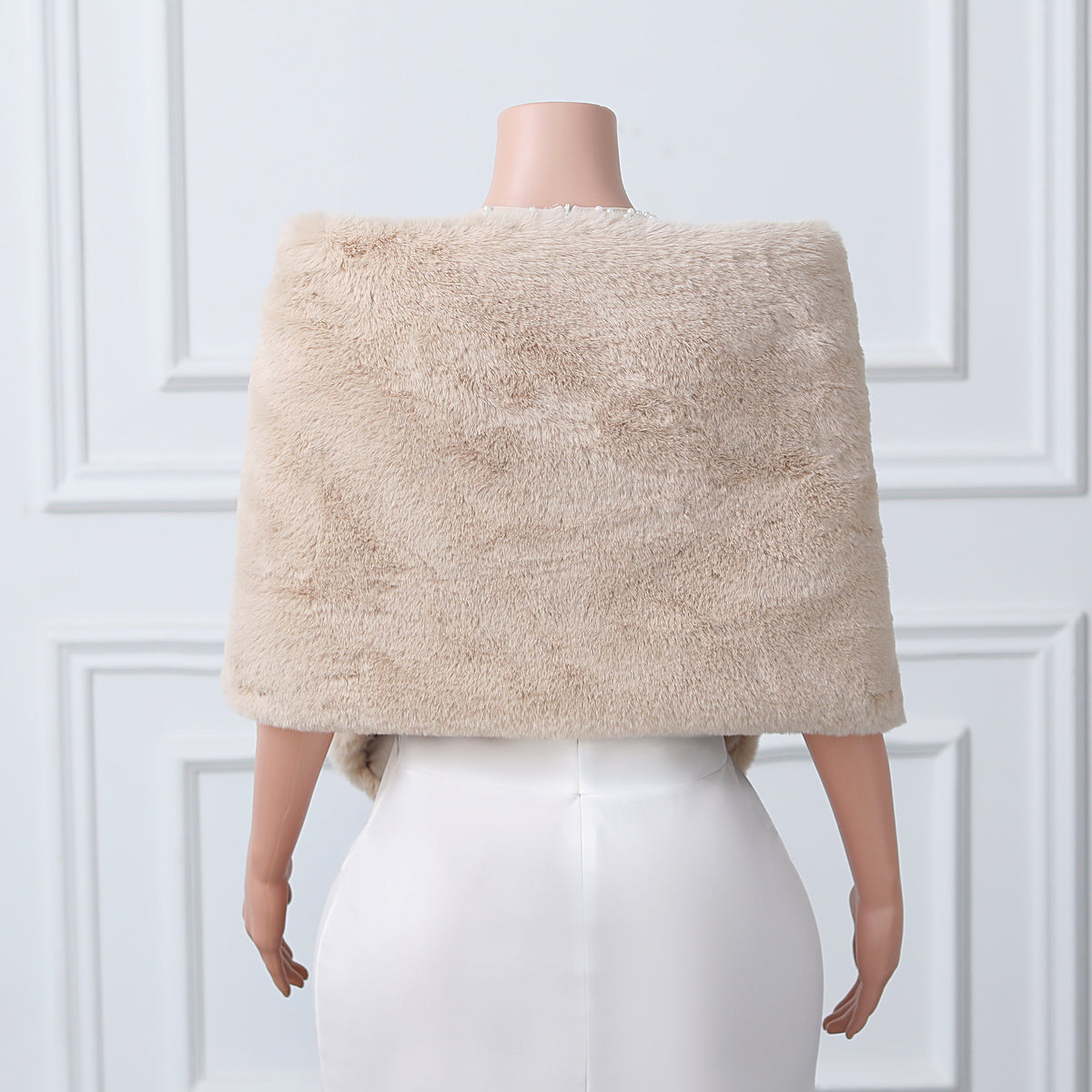 Warp knitted wool round hole mid-length imitation wool wedding shawl