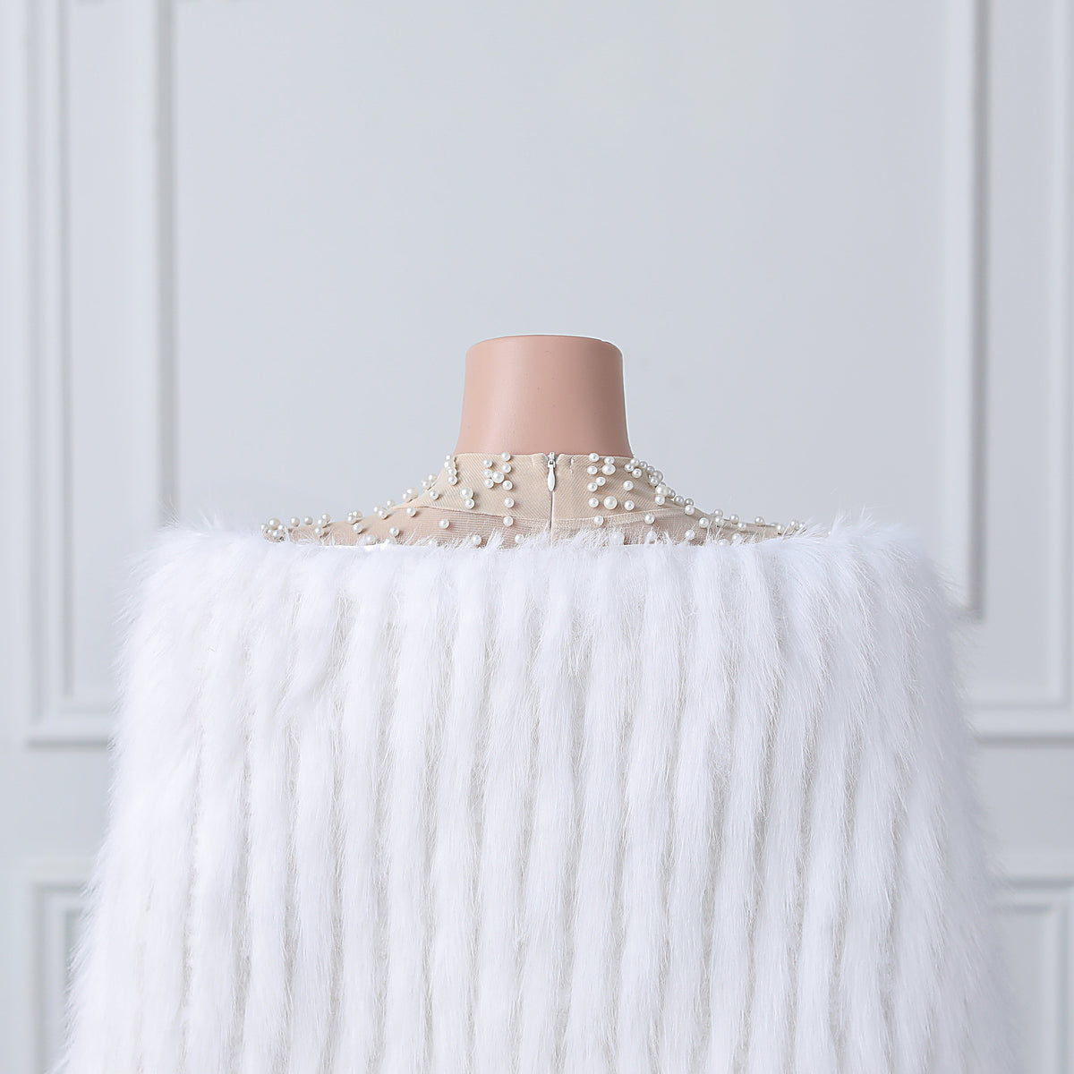White V-neck Neckline Shawl Winter Wedding Shawl