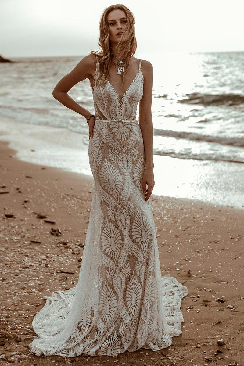 Willowby Bohemian Lace Wedding Dress Real Photo - View 2 | VelvetHem