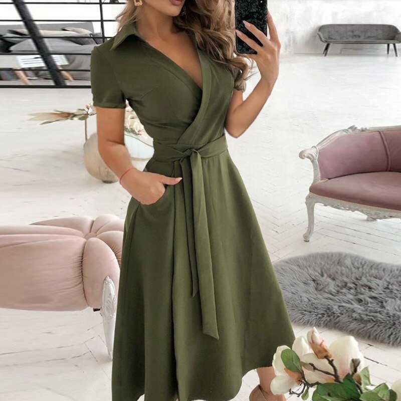Lucía Effortless a Line Tie Dress Elevated Occasion Wear