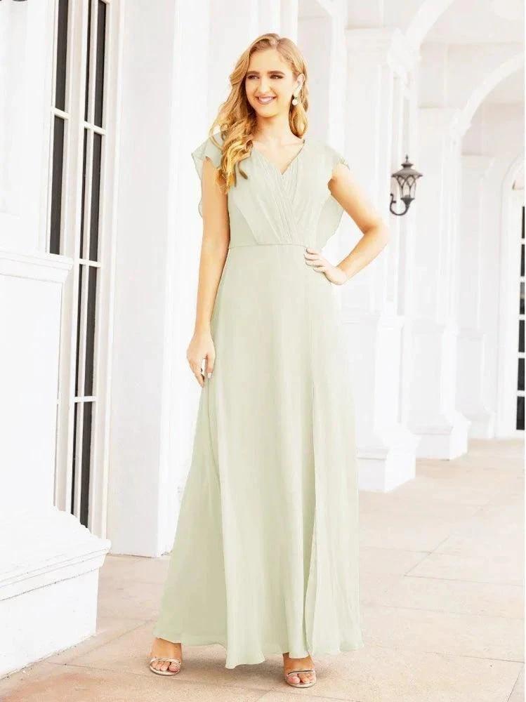 Women's Bridesmaid Dresses Chiffon Cape Formal Evening Party Prom Dress Open Back Gowns for Wedding Guests SEA28058 by numbersea
