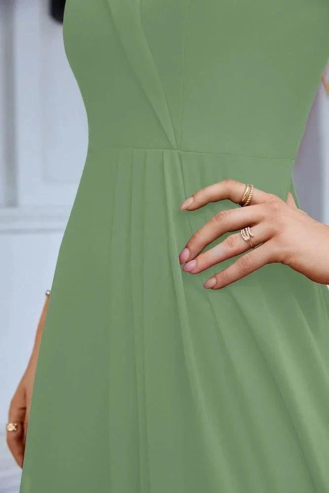 Women's thin strap off the shoulder bridesmaid mopping the floor evening dress 28093 (ZD17015)