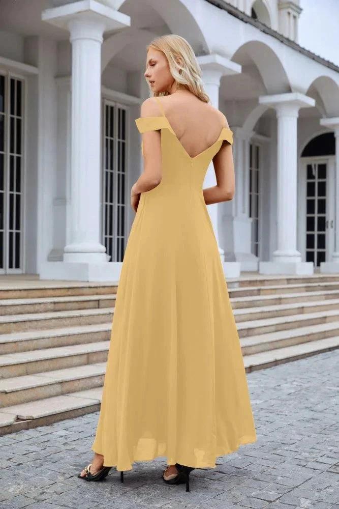 Women's thin strap off the shoulder bridesmaid mopping the floor evening dress 28093 (ZD17015)