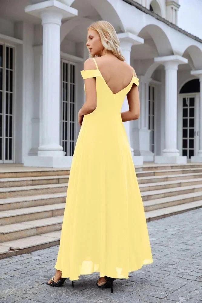 Women's thin strap off the shoulder bridesmaid mopping the floor evening dress 28093 (ZD17015)
