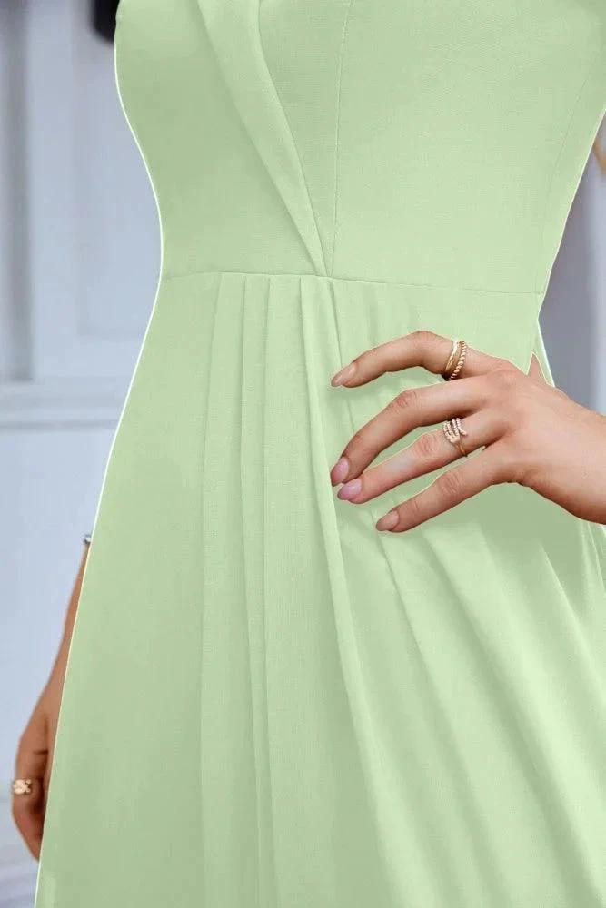 Women's thin strap off the shoulder bridesmaid mopping the floor evening dress 28093 (ZD17015)