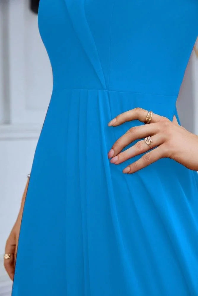 Women's thin strap off the shoulder bridesmaid mopping the floor evening dress 28093 (ZD17015)