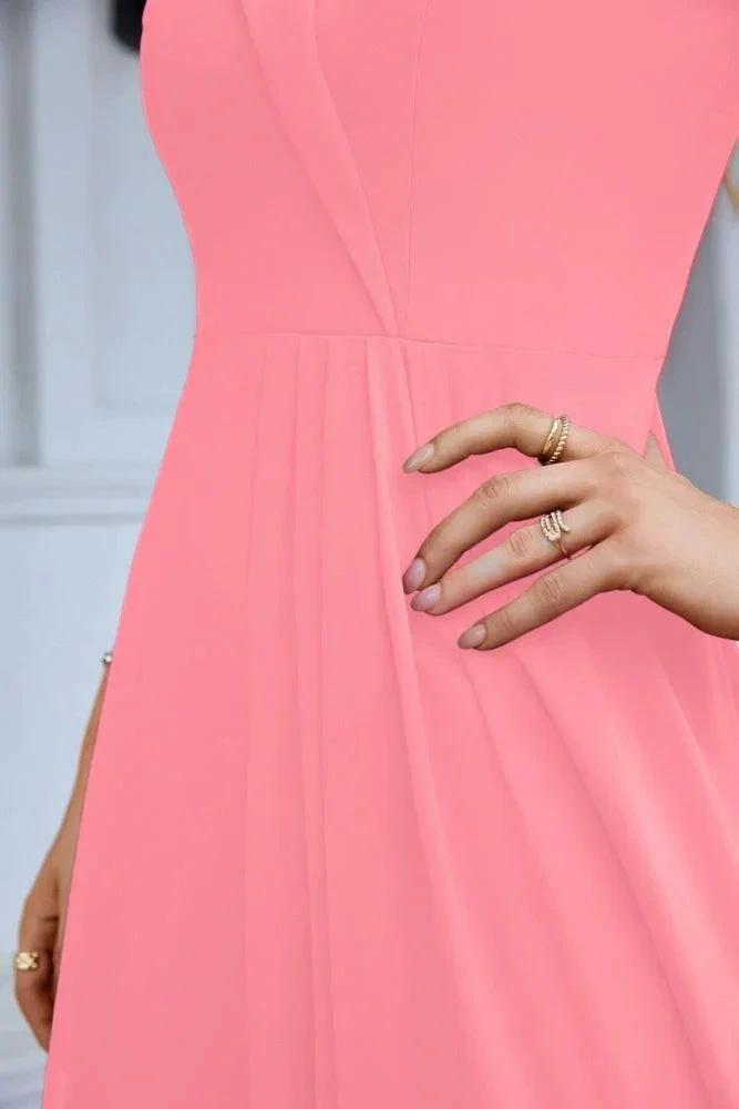 Women's thin strap off the shoulder bridesmaid mopping the floor evening dress 28093 (ZD17015)