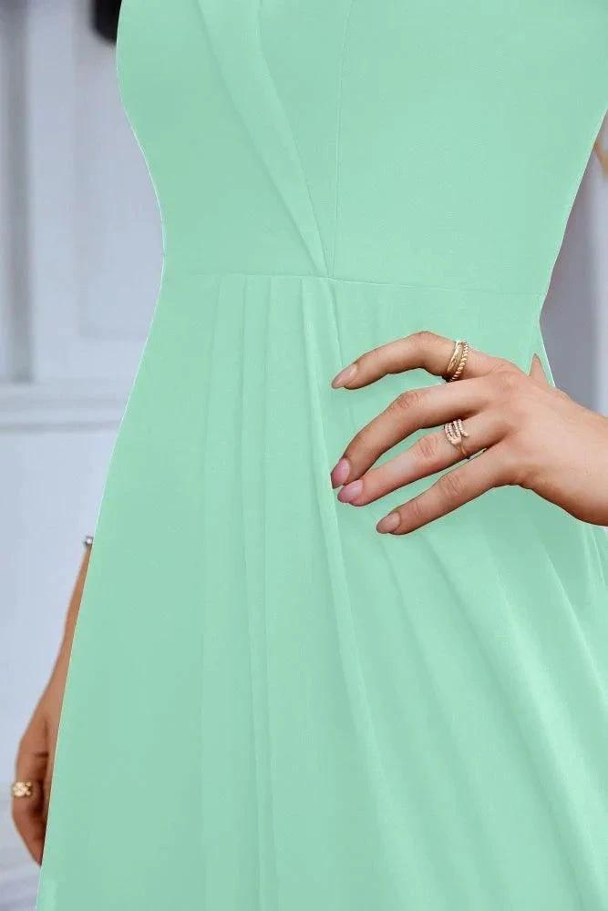 Women's thin strap off the shoulder bridesmaid mopping the floor evening dress 28093 (ZD17015)