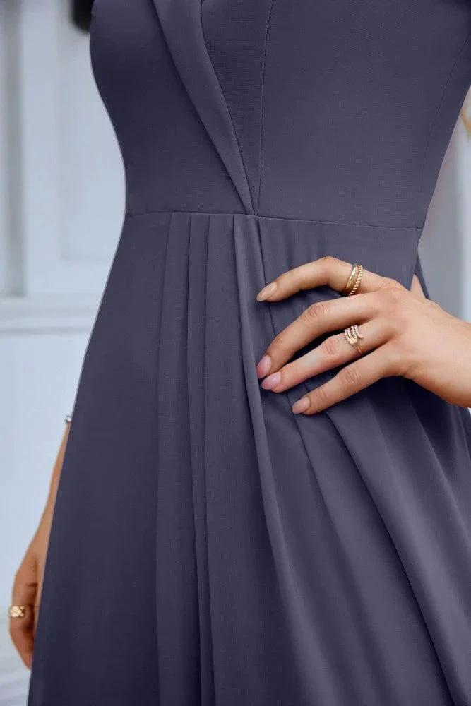 Women's thin strap off the shoulder bridesmaid mopping the floor evening dress 28093 (ZD17015)