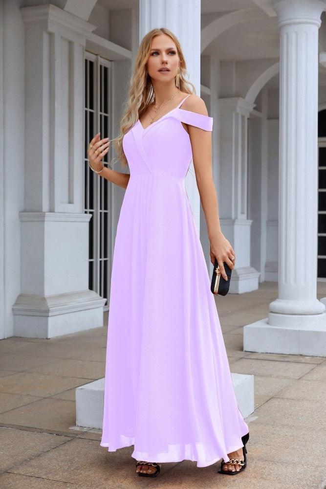 Women's thin strap off the shoulder bridesmaid mopping the floor evening dress 28093 (ZD17015)