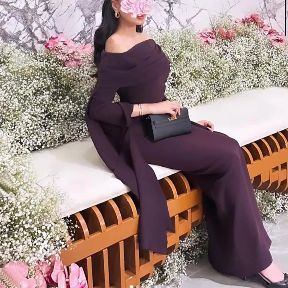 Purple Satin Long Mermaid Evening Dresses Off The Shoulder Pleats Dubai Arabic Women Prom Gowns Party Dress Vestidos