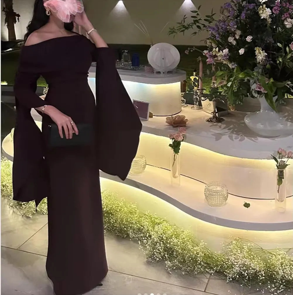 Purple Satin Long Mermaid Evening Dresses Off The Shoulder Pleats Dubai Arabic Women Prom Gowns Party Dress Vestidos