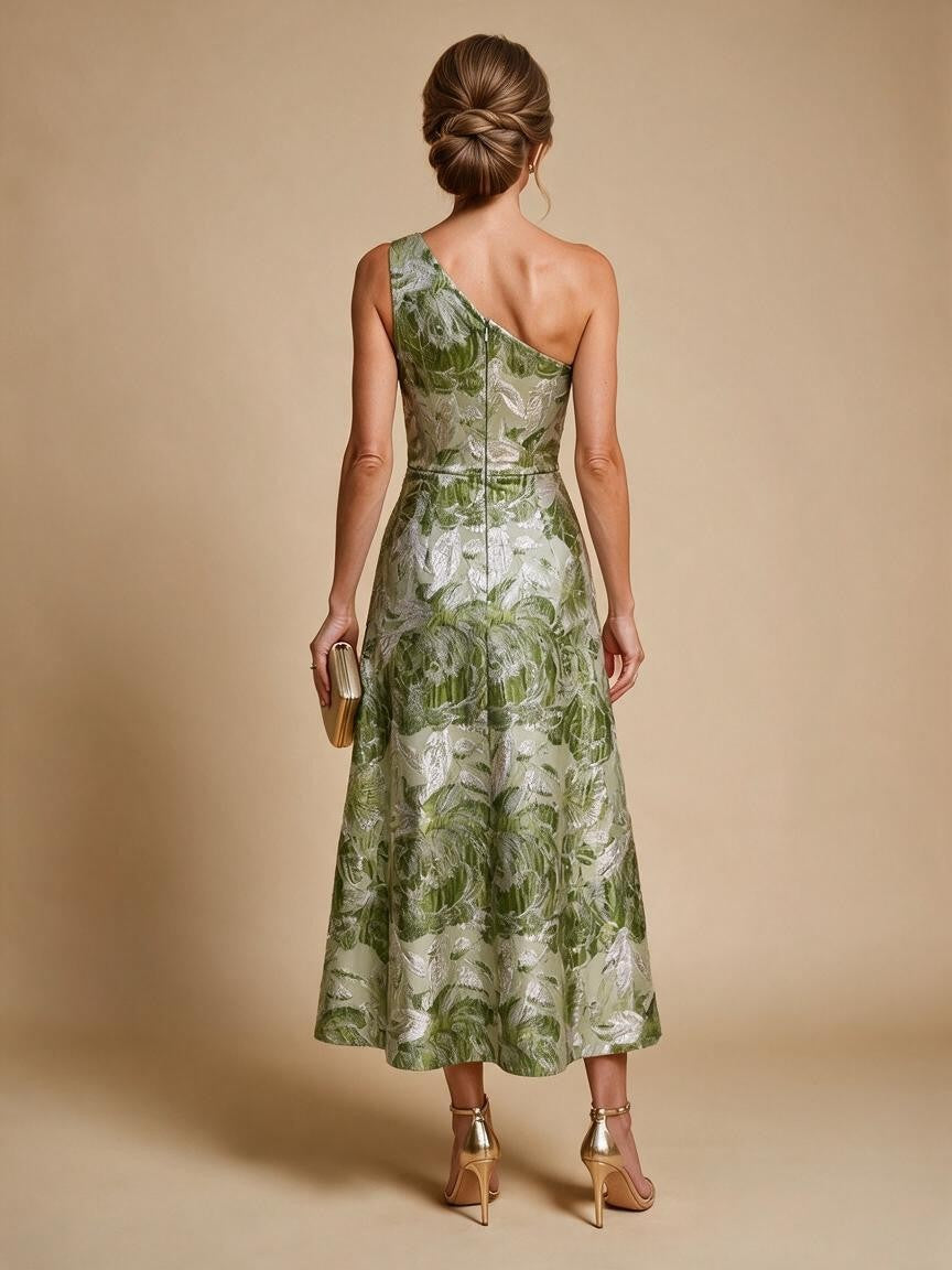 Jacquard A Line One Shoulder Ruffles Corset Mother of the Bride & Groom Dresses