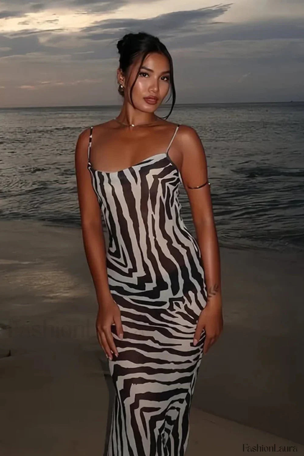 Zebra Print Backless Dress with Relaxed Everyday Styling