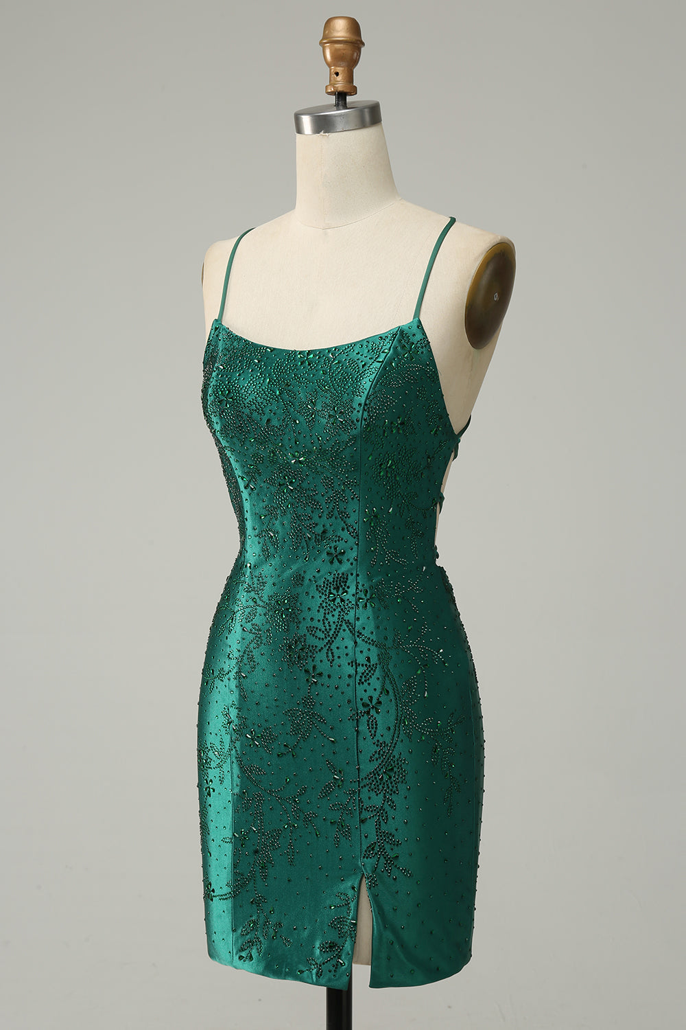 Dark Green Beaded Bodycon Prom Dress