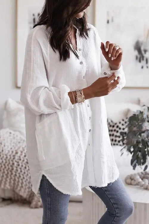 Button Pockets Shirt Mini Dress - Fashionpara