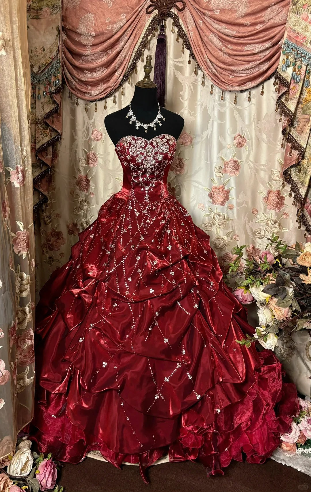 A-Line burgundy quinceanera dress birthday party prom dresses sweet 16 dresses - FashionDia