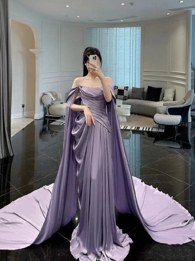 A-Line Purple Long Evening Dresses Formal Party Dress Prom Gown - FashionDia