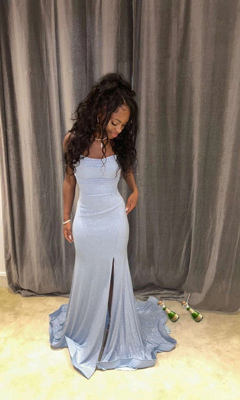 Light Blue Mermaid Long Prom Dress Elegant Evening Party Dress fg7315 - VelvetHem