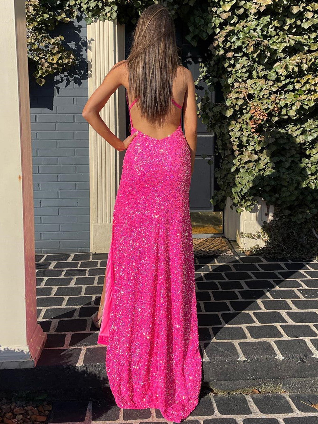 Royal Blue Sparkly Mermaid Long Prom Dress With Slit - Fashionpara