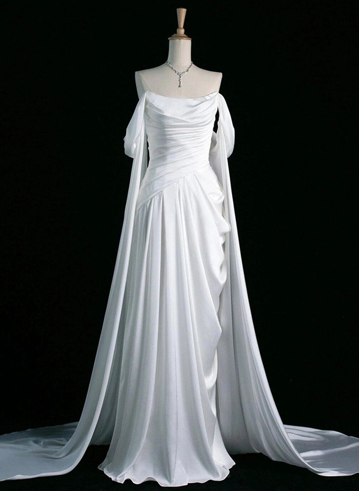 Elegant Satin Prom Dress, Draped Bodice Formal Evening Dress - FashionDia