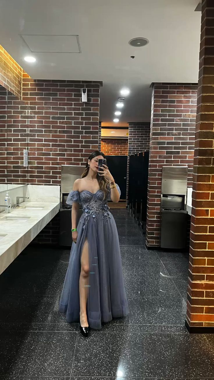 A-Line Evening Dress Tulle Long prom dress - FashionDia