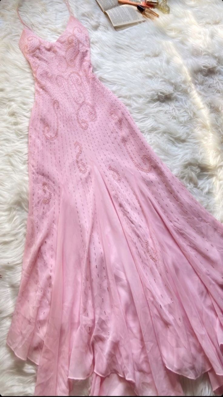Pink spaghetti strap long evening dress fg7104 - VelvetHem
