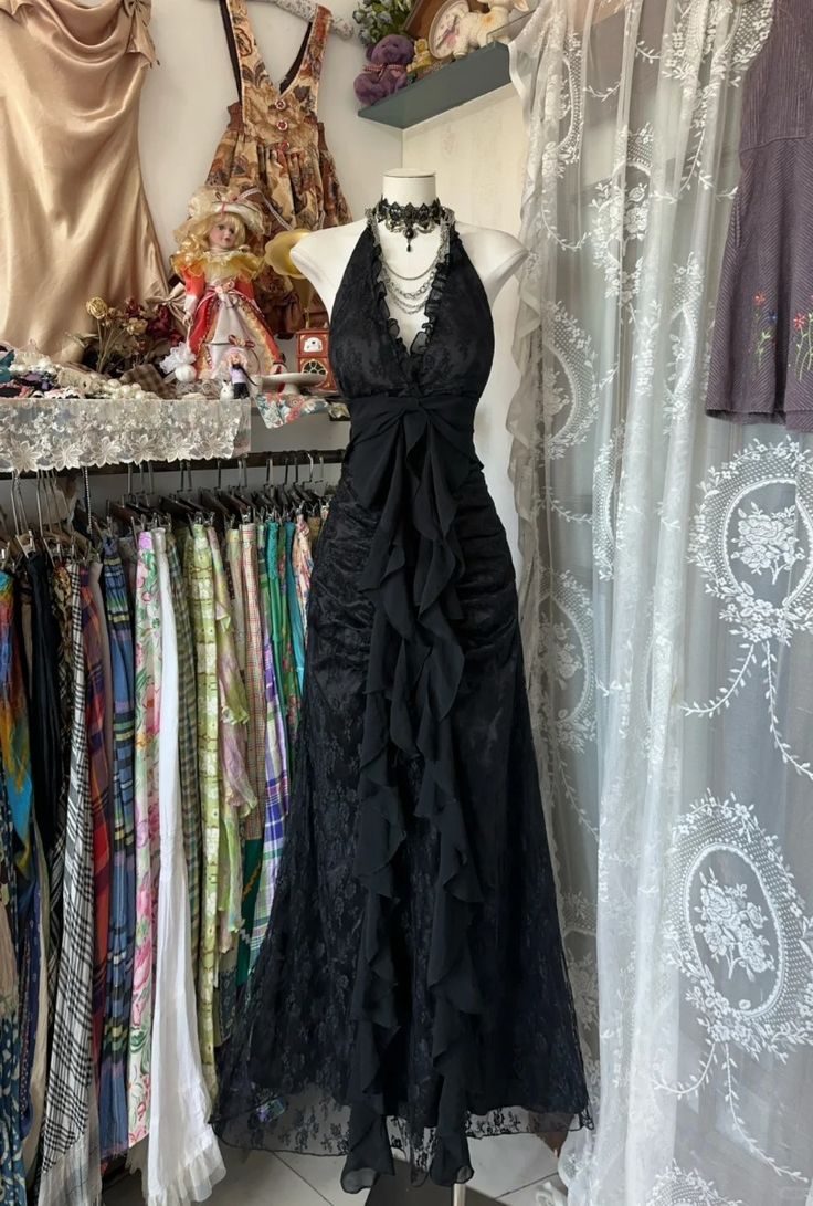 Black Halter V-Neck Long Prom Dress,Long Evening Gowns - FashionDia