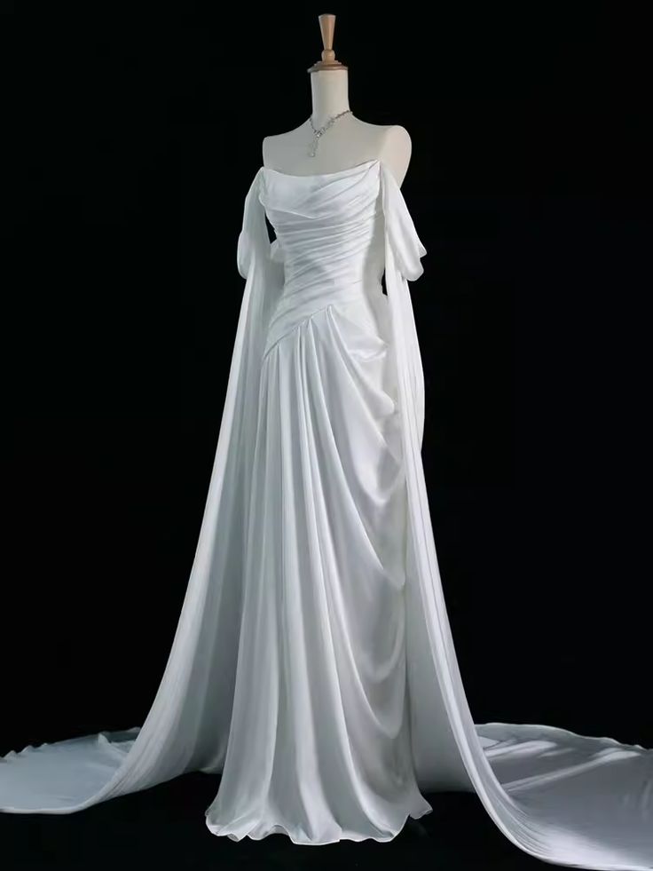 Elegant Satin Prom Dress, Draped Bodice Formal Evening Dress - View 3 | FashionDia