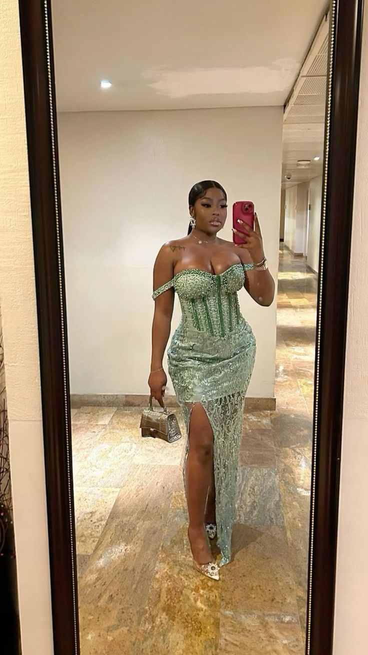Off-the-Shoulder Long Prom Dresses Mermaid Evening Dress With Split - View 2 | FashionDia