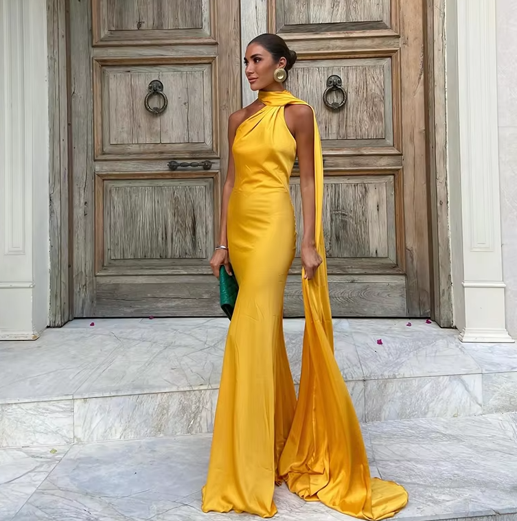Casual Dresses Women Backless Sexy Satin Ribbon Sleeveless Elegant Lady Party Gown Long Evening Prom Dresses - View 4 | FashionDia