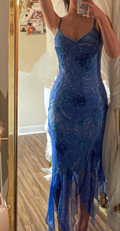 Charming Vintage asymmetrical dress Sexy Sleeveless Prom Dress Formal Gown - FashionDia