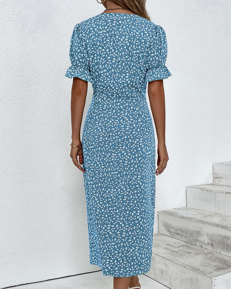 Dorotea Short Sleeve Dress with Floral Print for Women Easy Wear Style