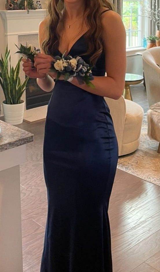 Navy Blue Prom Dress Elegant Evening Party Dress