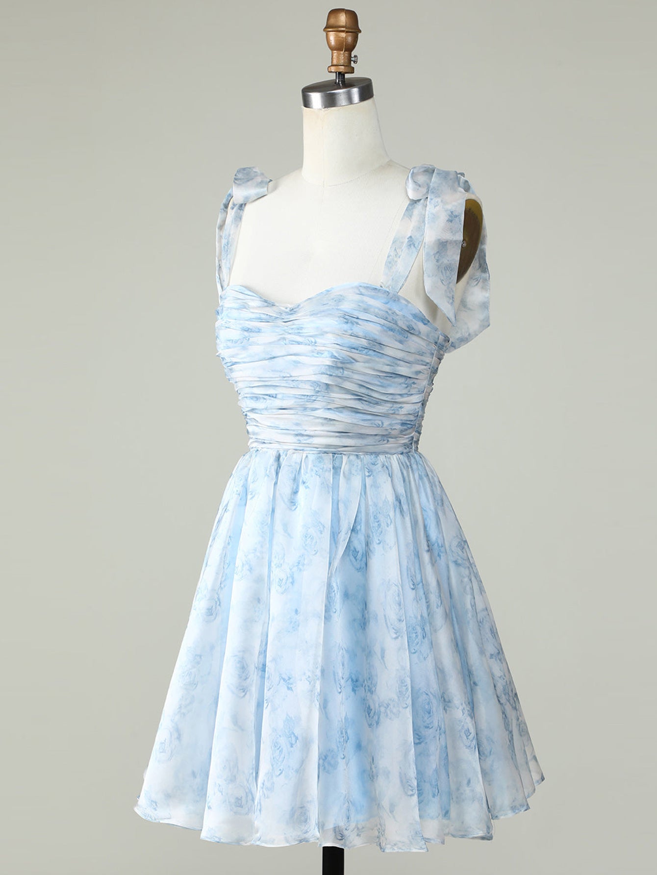 Blue A Line Lace Up Homecoming Dress - Fashionpara