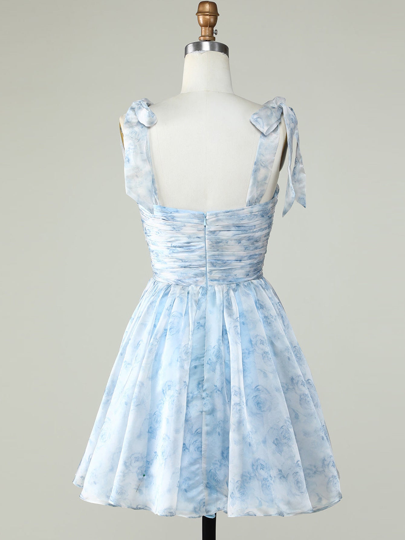 Blue A Line Lace Up Homecoming Dress - Fashionpara