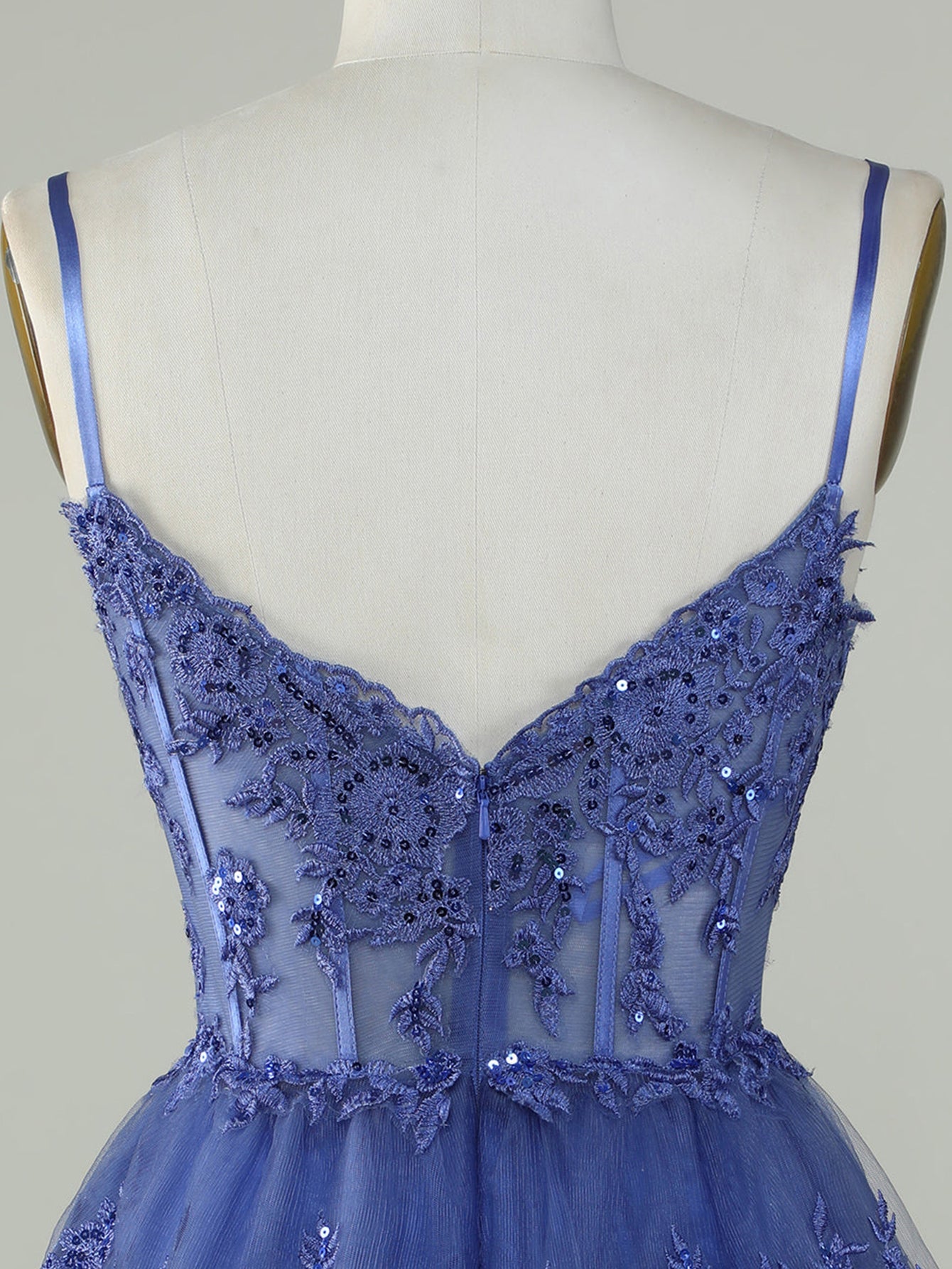 Purple A-Line V Neck Tiered Short Homecoming Dress - Fashionpara