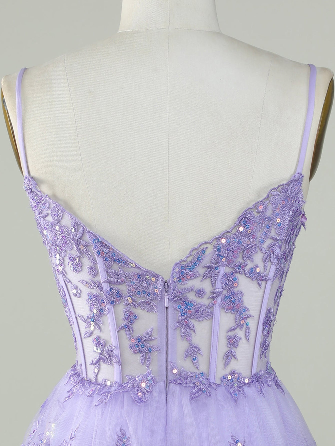 Purple A-Line V Neck Tiered Short Homecoming Dress - Fashionpara