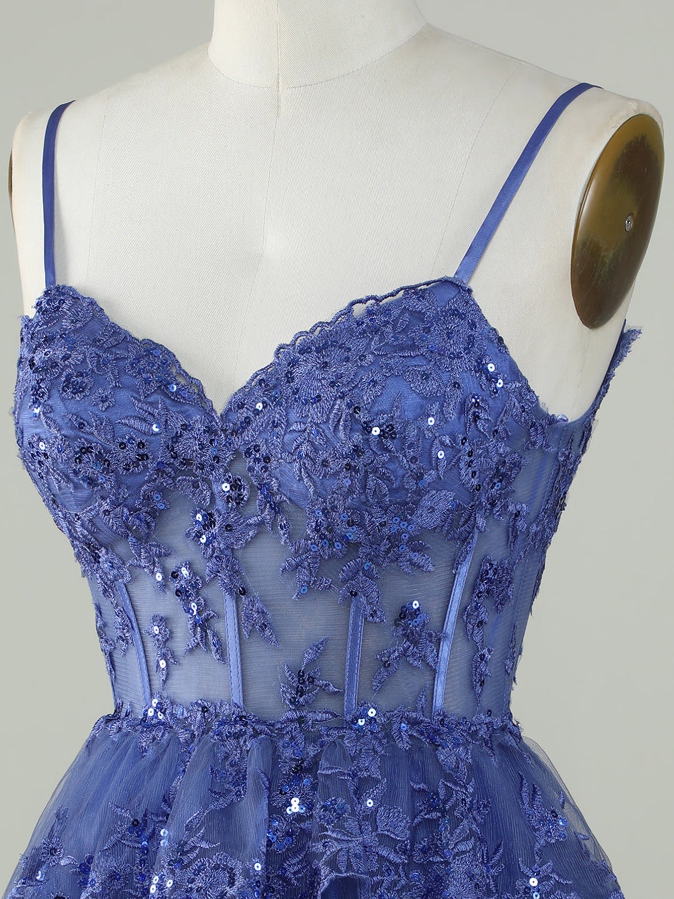 Purple A-Line V Neck Tiered Homecoming Dress - Fashionpara